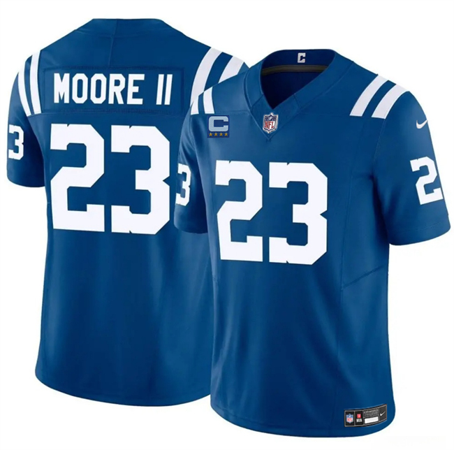 Men's Indianapolis Colts #23 Kenny Moore II Blue 2025 F.U.S.E. With 4-Star C Patch Vapor Limited Stitched Football Jersey